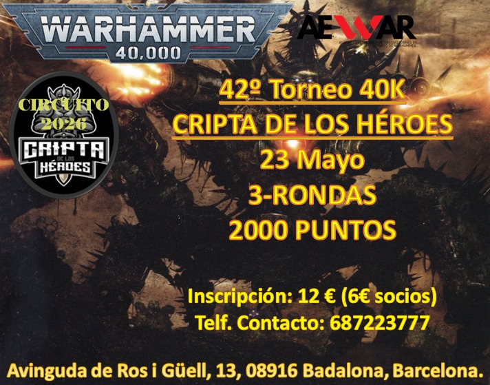 Cartel de 42º Torneo Warhammer 40K Cripta de los Héroes