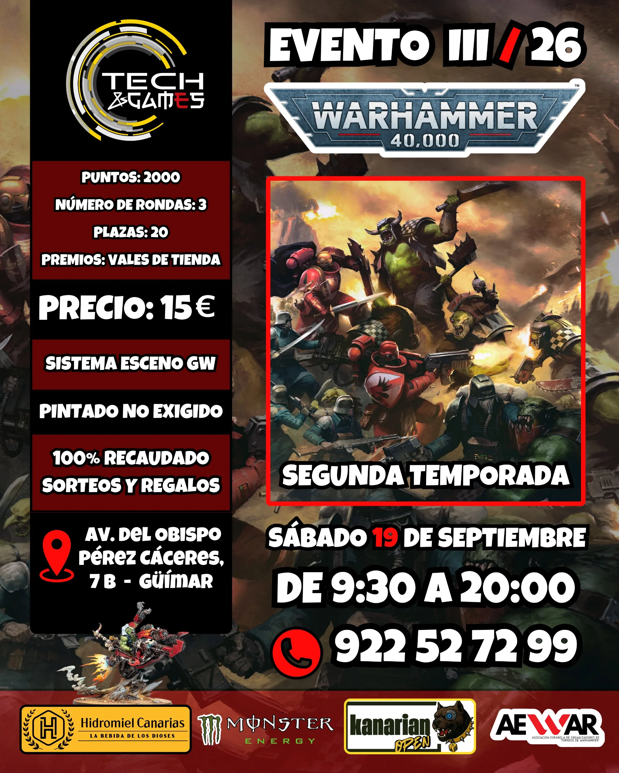 Cartel de Evento III/26 Warhammer 40.000 - Tech&Games