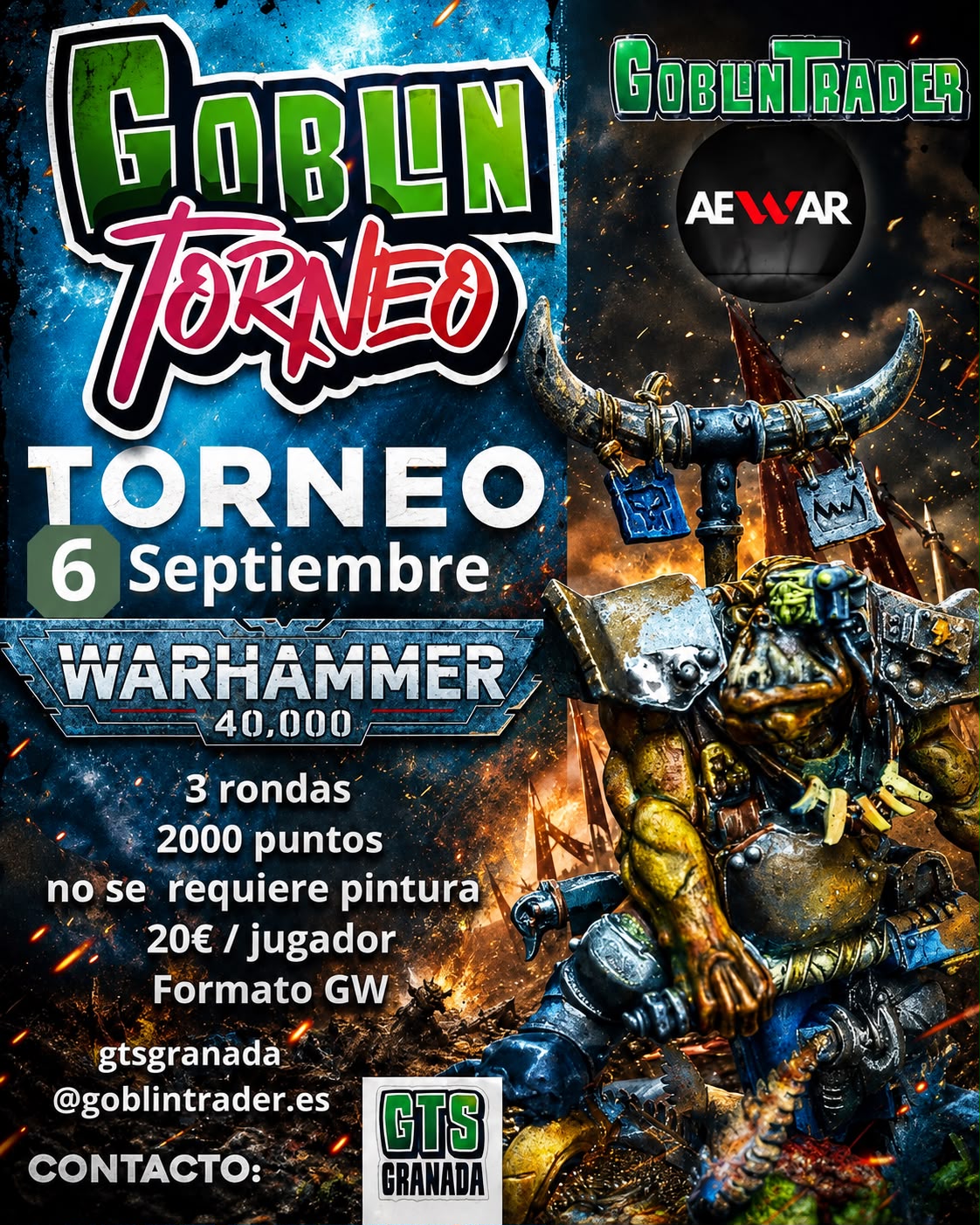Cartel de Goblin Torneo Granada Warhammer 40.000 - Septiembre 2026