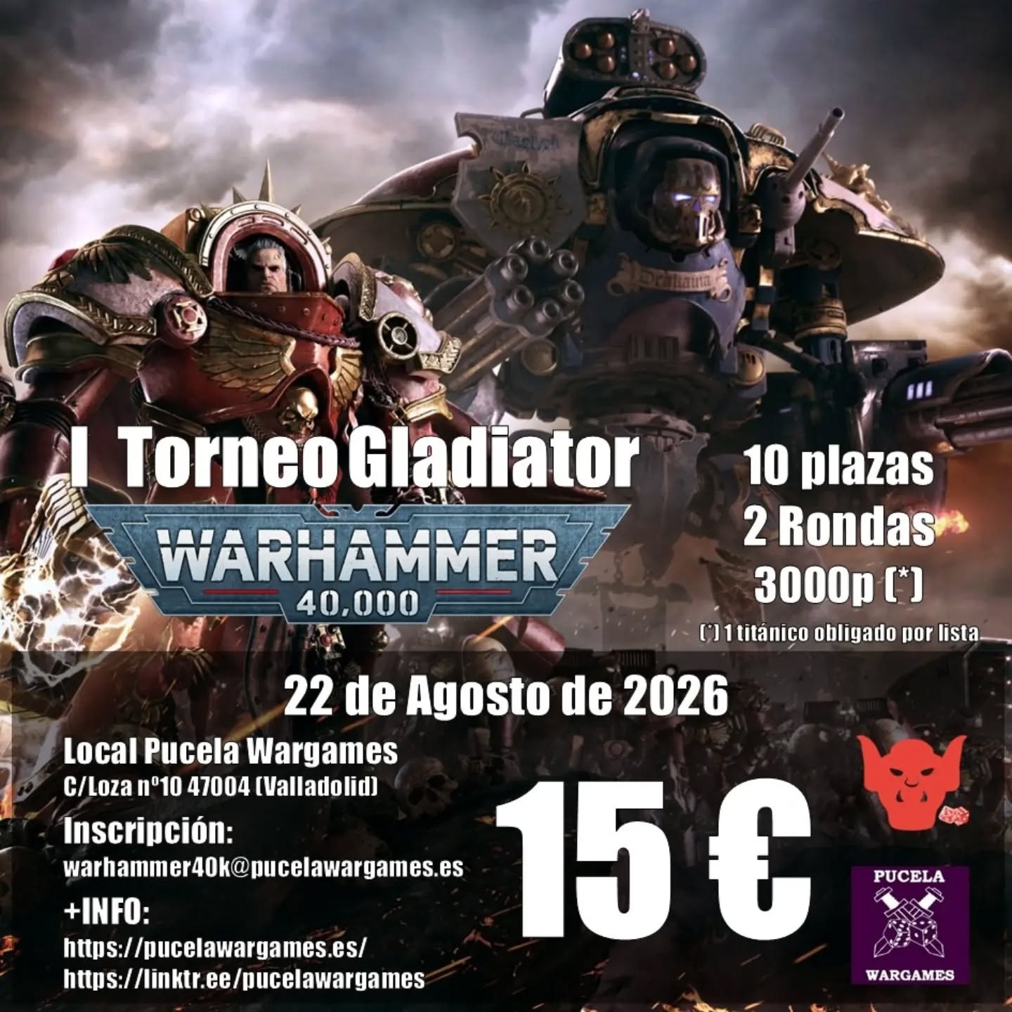 Cartel de I Torneo Warhammer 40K Gladiator Pucela Wargames