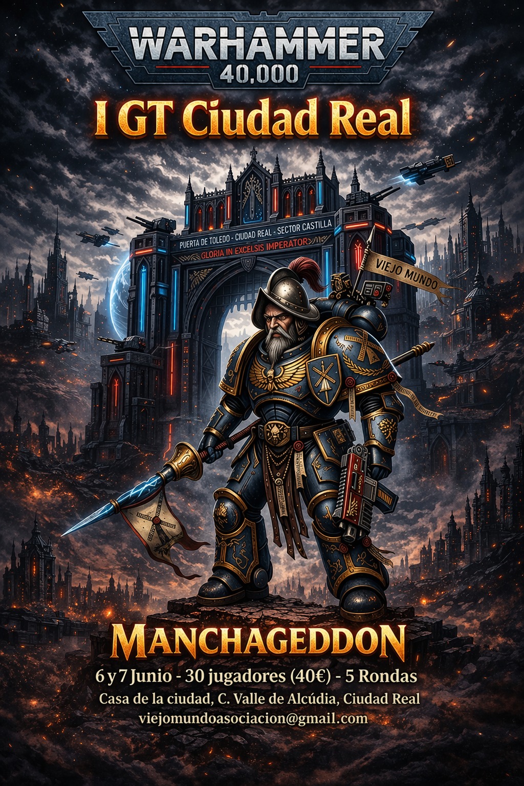 Cartel de I Torneo Warhammer 40K GT Manchageddon
