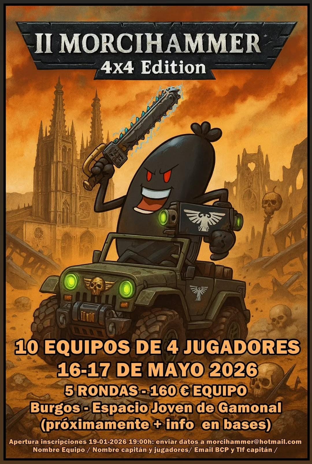 Cartel de II Torneo Warhammer 40K por equipos Morcihammer 4x4 Edition