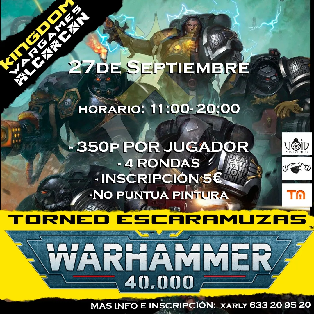 Cartel de Torneo Escaramuzas Warhammer 40K - Kingdom Wargames Alcorcón