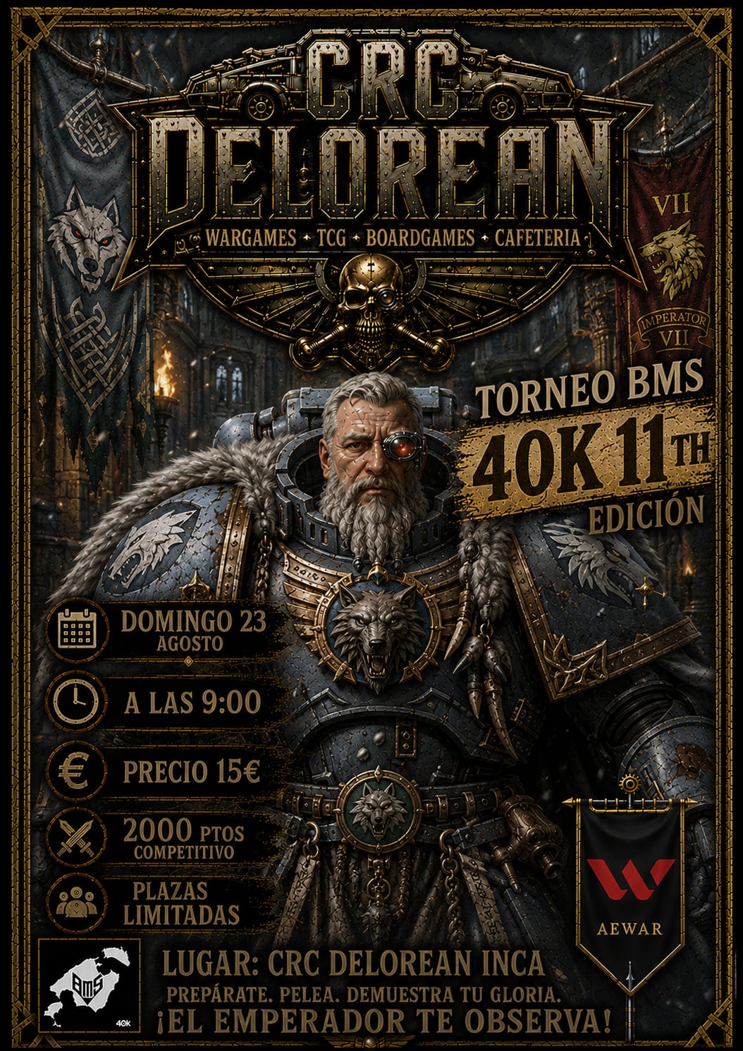 Cartel de Torneo Warhammer 40K CRC DeLorean 2026