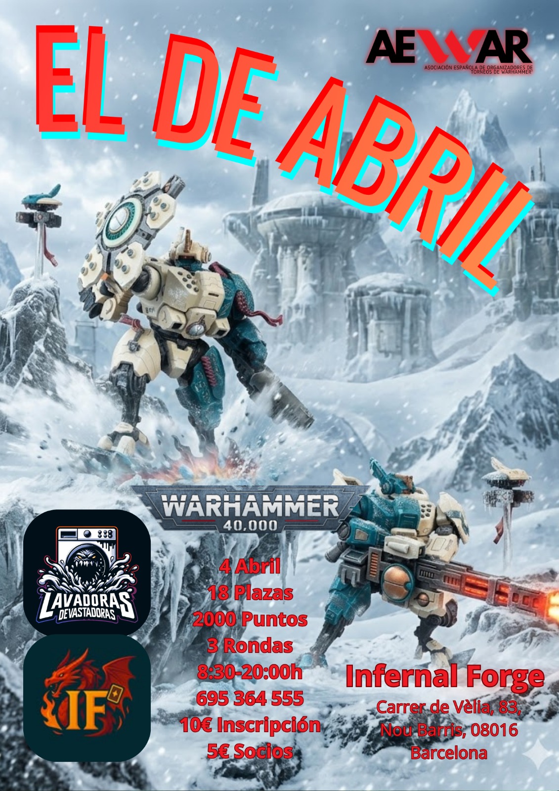 Cartel de Torneo Warhammer 40K El de Abril 2026