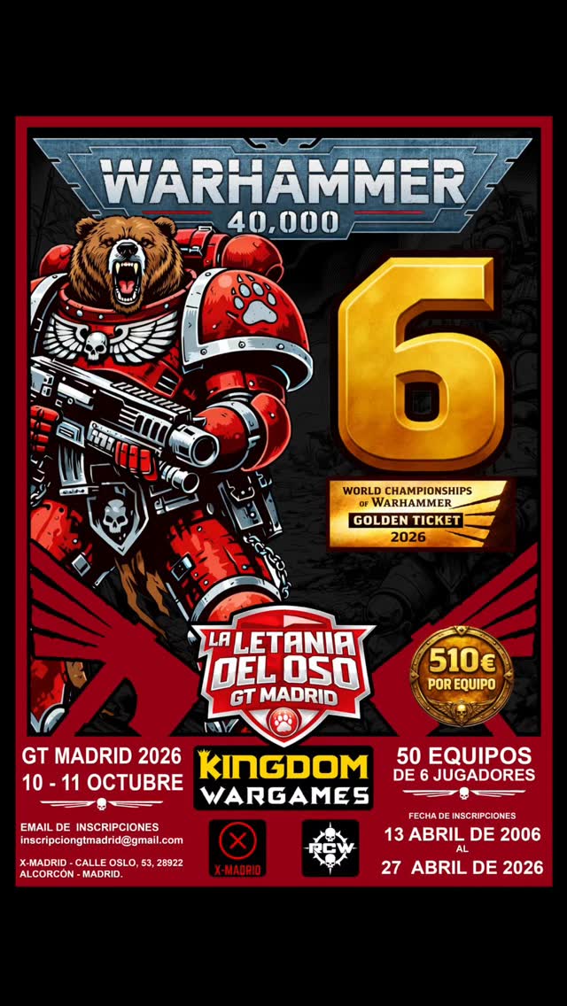 Cartel de Torneo Warhammer 40K GT La Letanía del Oso