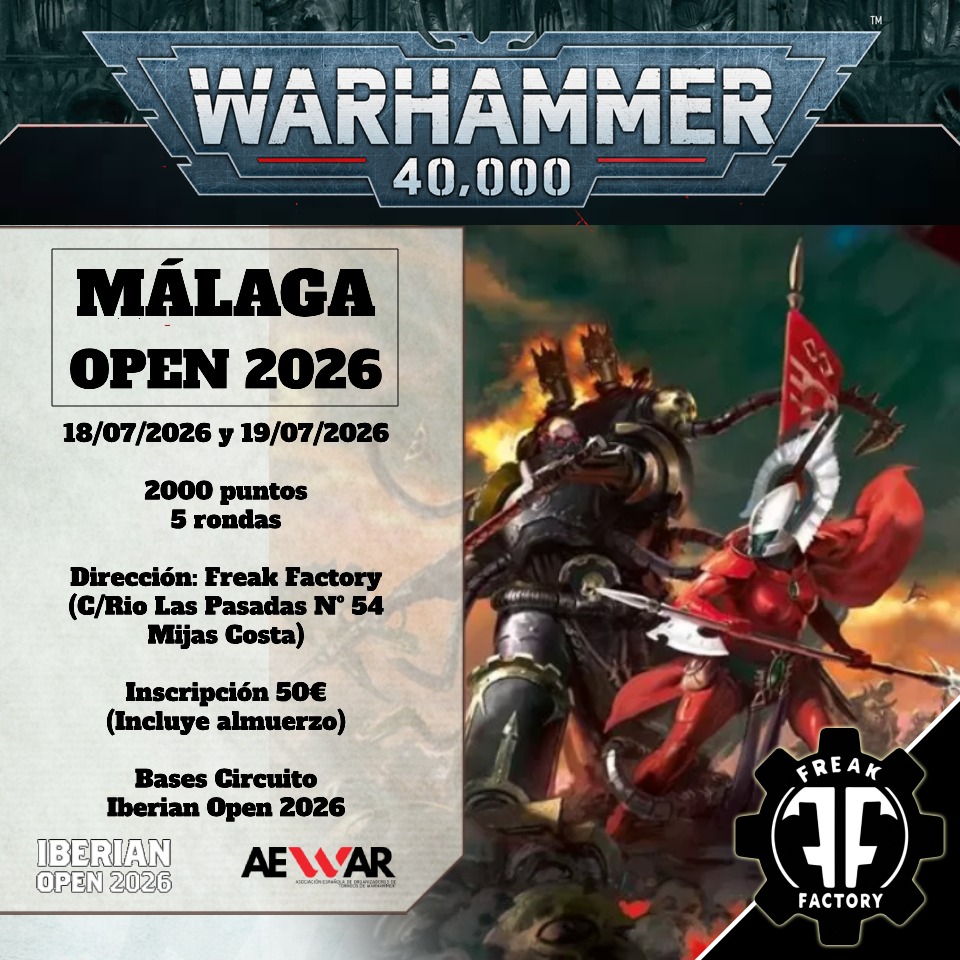 Cartel de Torneo Warhammer 40K Málaga Open 2026