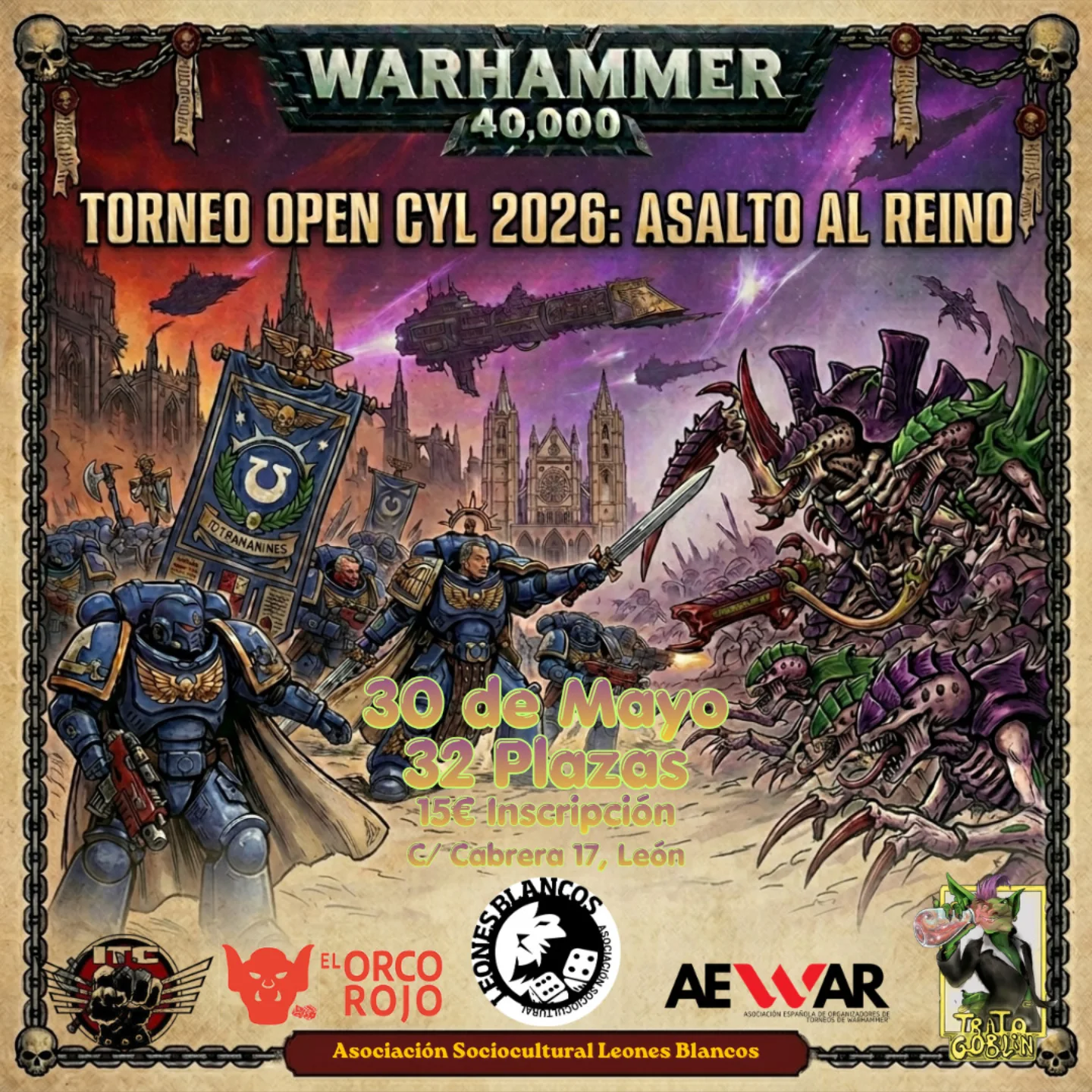 Cartel de Torneo Warhammer 40K Open CYL Asalto al Reino 2026