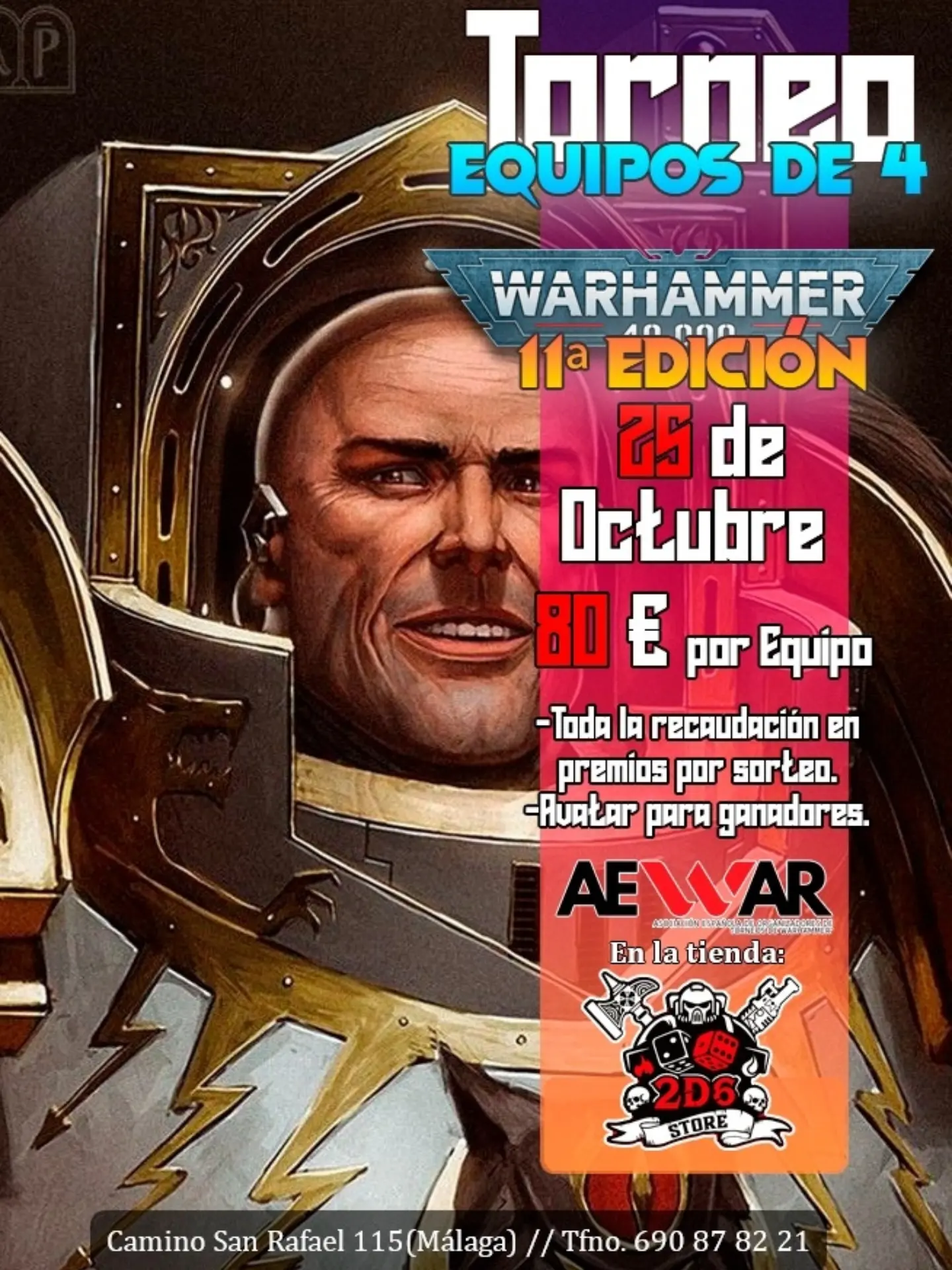 Cartel de Torneo Warhammer 40K por equipos 2D6 Store (Octubre 2026)
