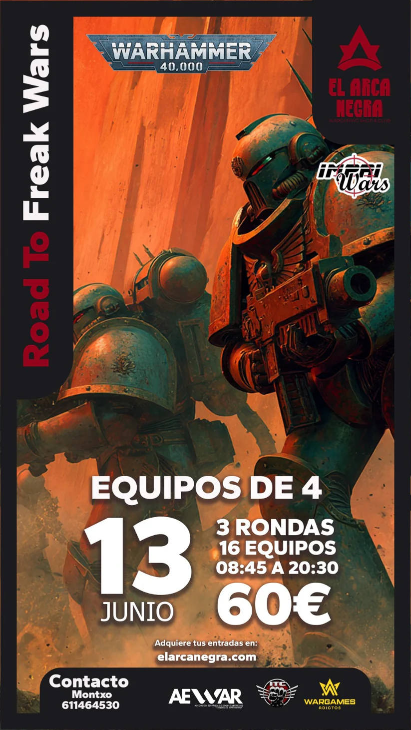 Cartel de Torneo Warhammer 40K por equipos El Arca Negra - Junio 2026