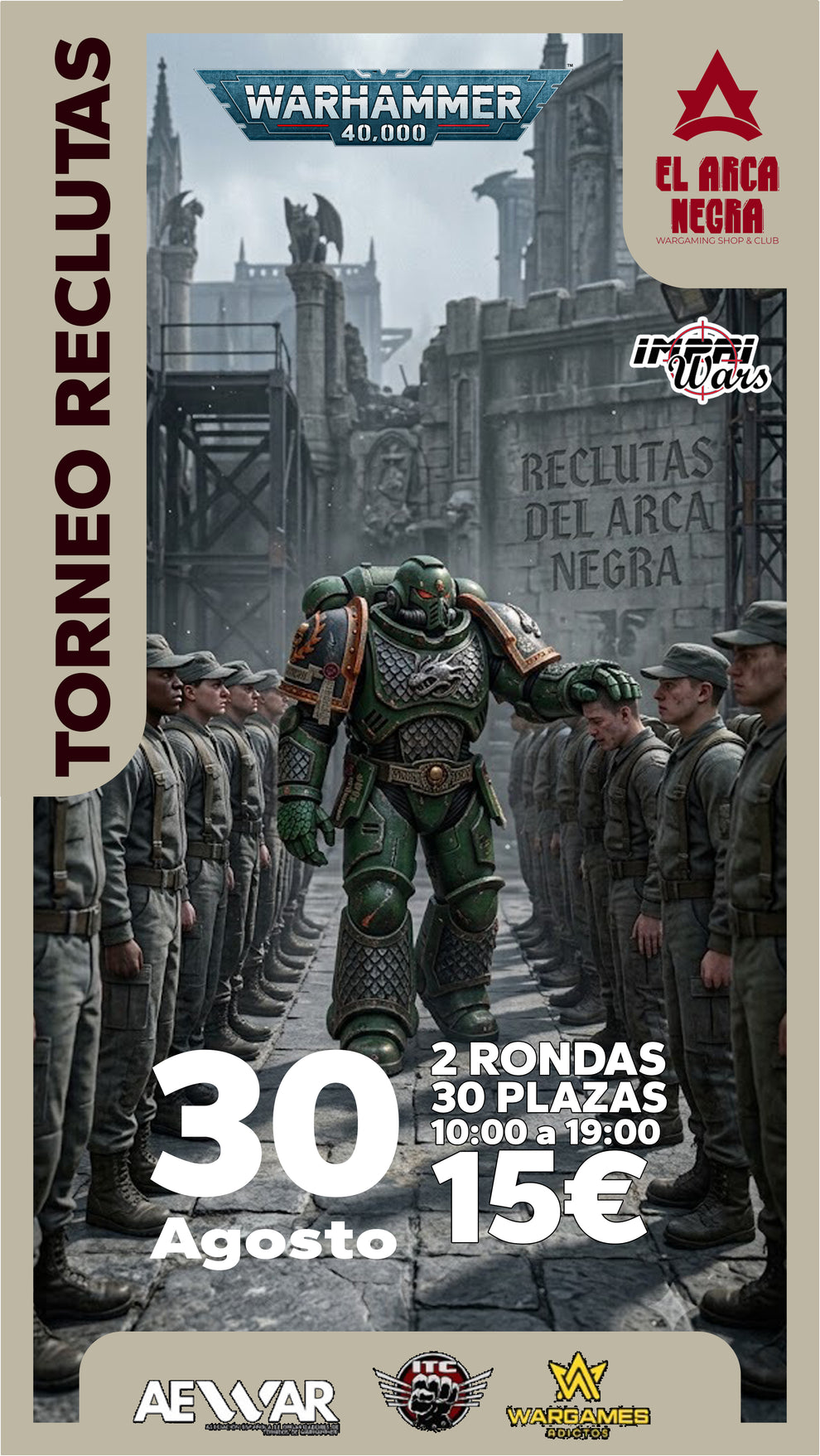 Cartel de Torneo Warhammer 40K Reclutas El Arca Negra - Agosto 2026