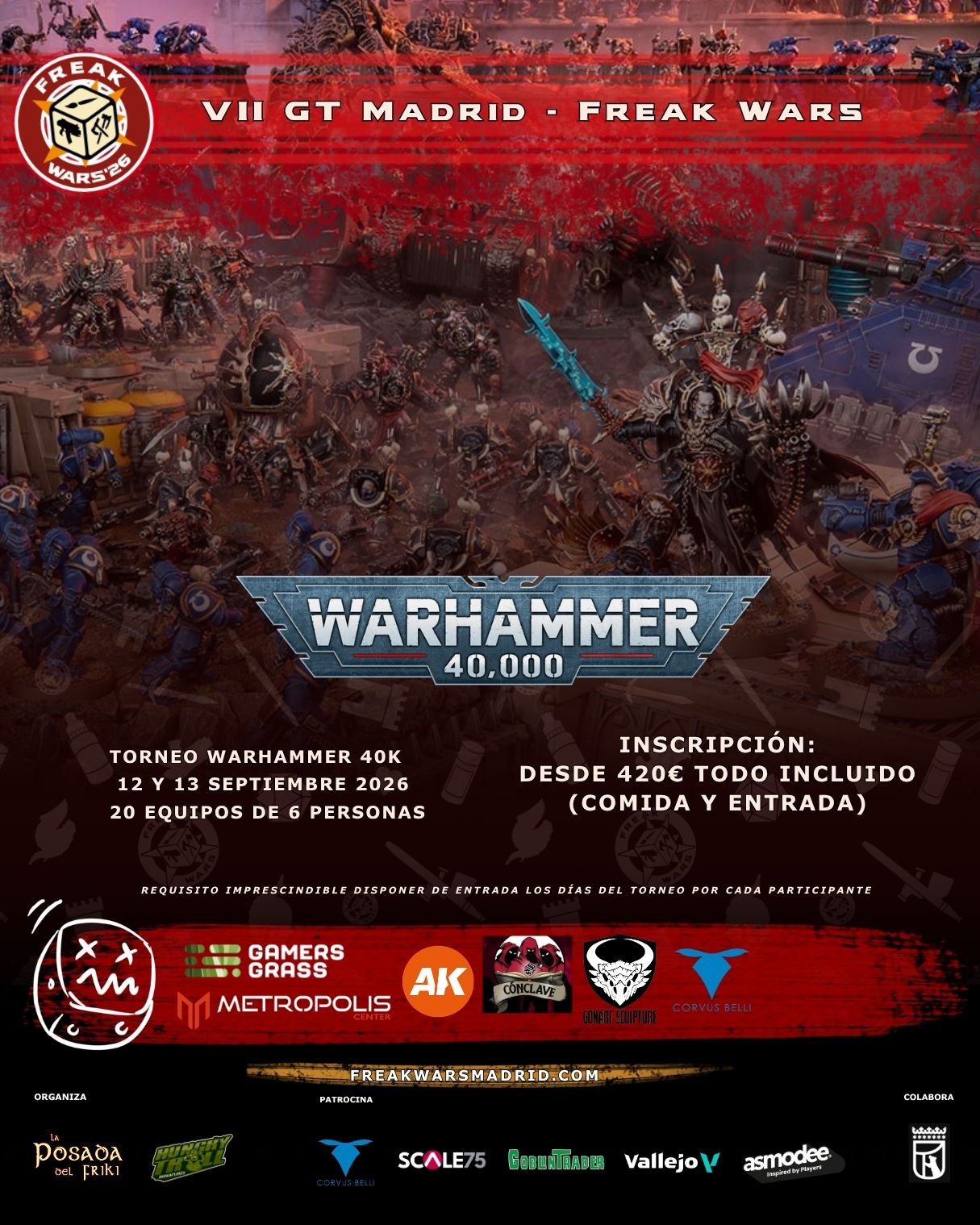 Cartel de VII Torneo Warhammer 40K GT Madrid Freak Wars 2026