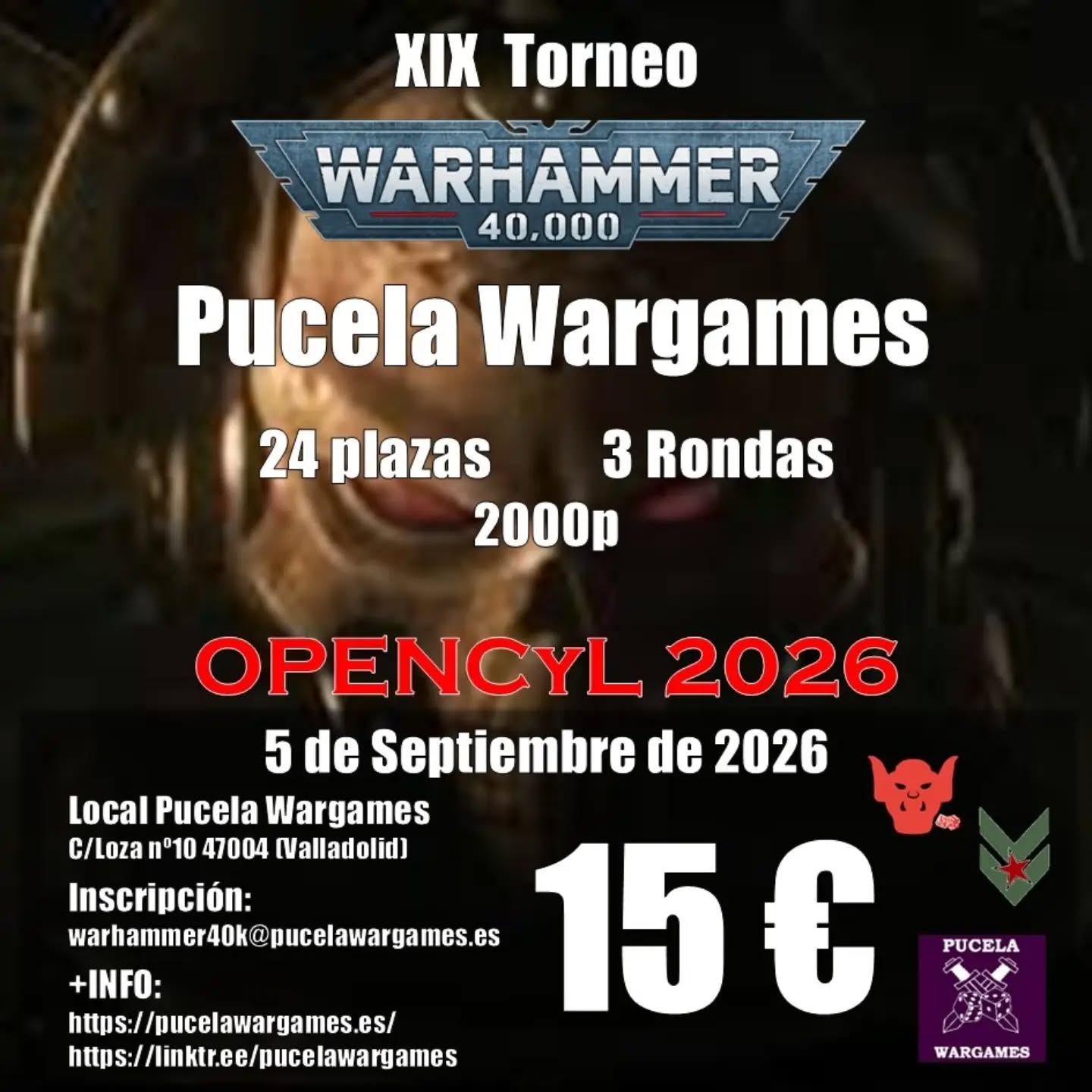 Cartel de XIX Torneo Warhammer 40K Pucela Wargames